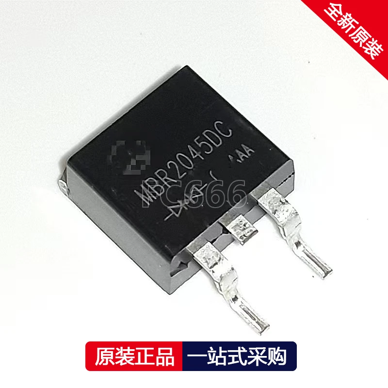 Redresseur de puissance à diode Schottky SMT TO-263, MBR2045DC, 20A45V, 5 pièces