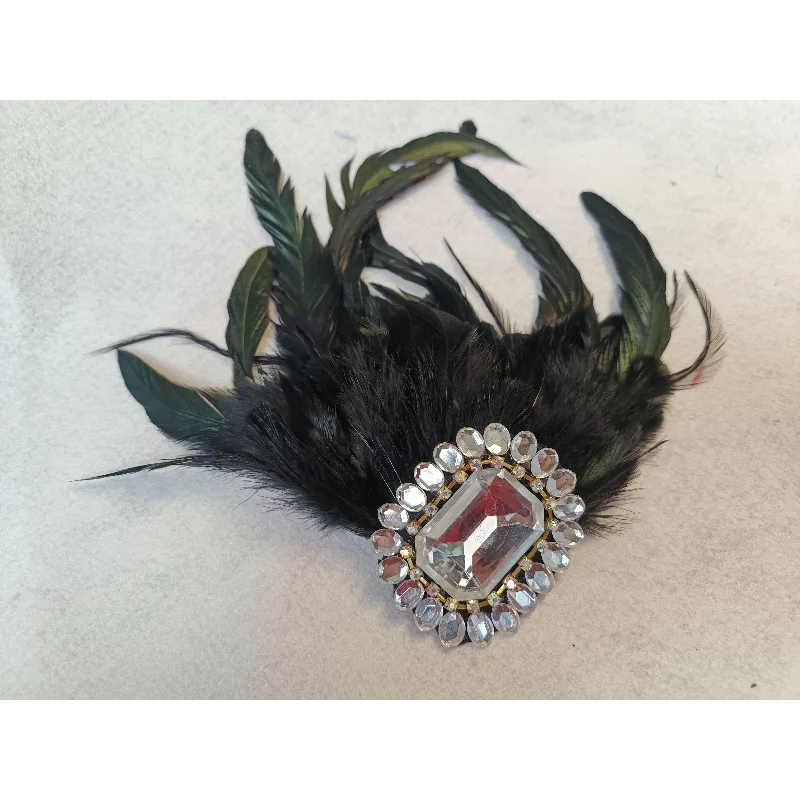 

Индивидуальный нагрудный цветок, многоцветное перо со стразами, аксессуар для выступления на сцене, брошь, шляпа хозяина, цветок