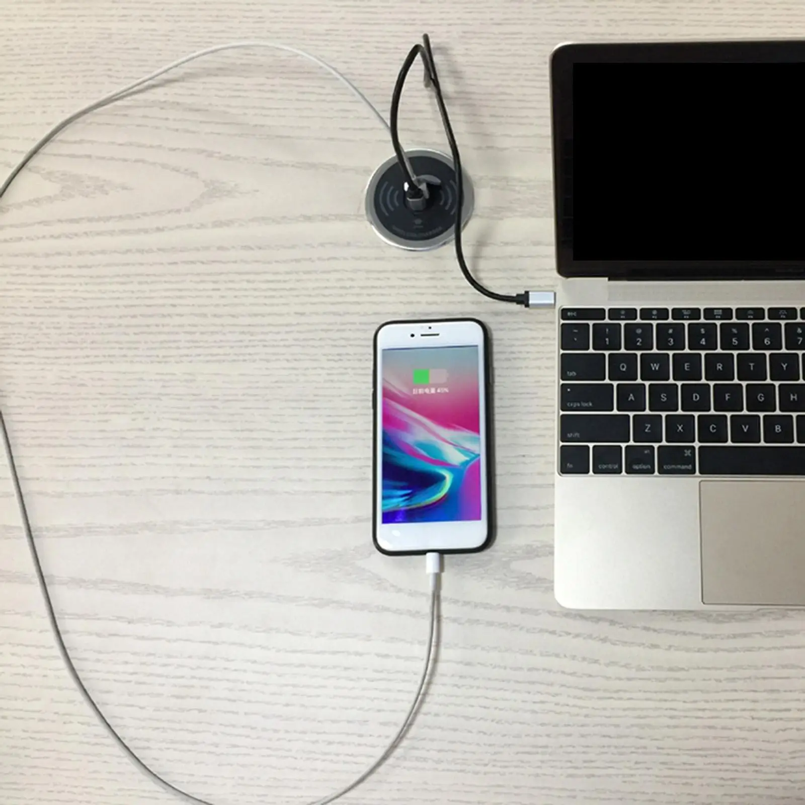 Waterproof Wireless Charger Desktop Embedded with Type-C USB C Charging Ports