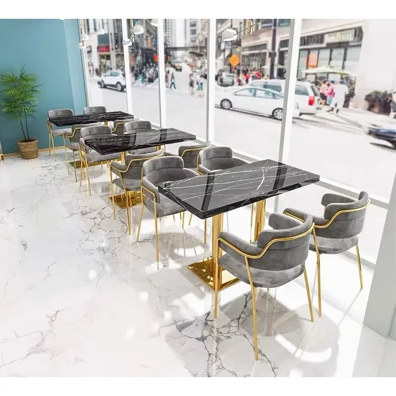 Modern Metal Coffee Shop Bar Booth Restaurant Furniture with Pu Leather Seats Durable Design