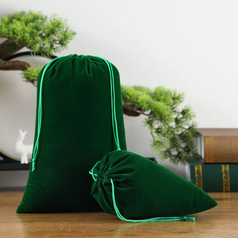 Venta al por menor de 1 ud. 10x25 15x30 20x30 25x35 cm bolsa grande de terciopelo negro con cordón para embalaje bolsas de regalo de exhibición