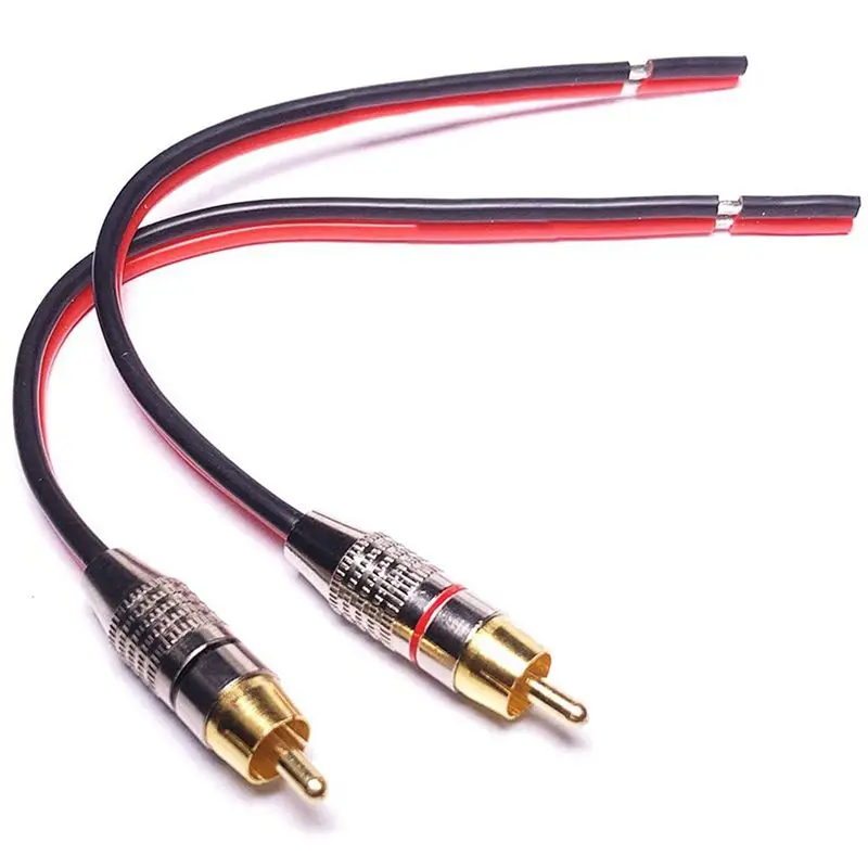 DT51 RCA to Speaker Wire Adapter, 14 AWG 2-Channel RCA Plugs, 1 Foot Speaker Cables to RCA Adapter, 6 Pack