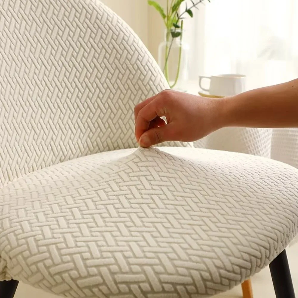 Elastic Dining Chair Cover Anti-slip Curved Duckbill Stool Slipcover Dust-proof Jacquard Backrest Protector