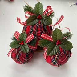 Scottish Pattern Christmas Ball 6/8/10/12/15cm, 2026 Christmas Decorations for Home, Hanging Christmas Pendant