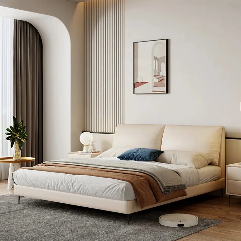 Beige Adult Double Bed Comforter Platform Modern Living Room Queen Bed Full Size Storage Bedframe Lit 2 Personnes Furniture Home