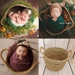 Newborn Photo Shooting Auxiliary Props Vintage Purely Handmade Jute Rattan Weaving Rattan Frame Baby Basin Frame Accessories