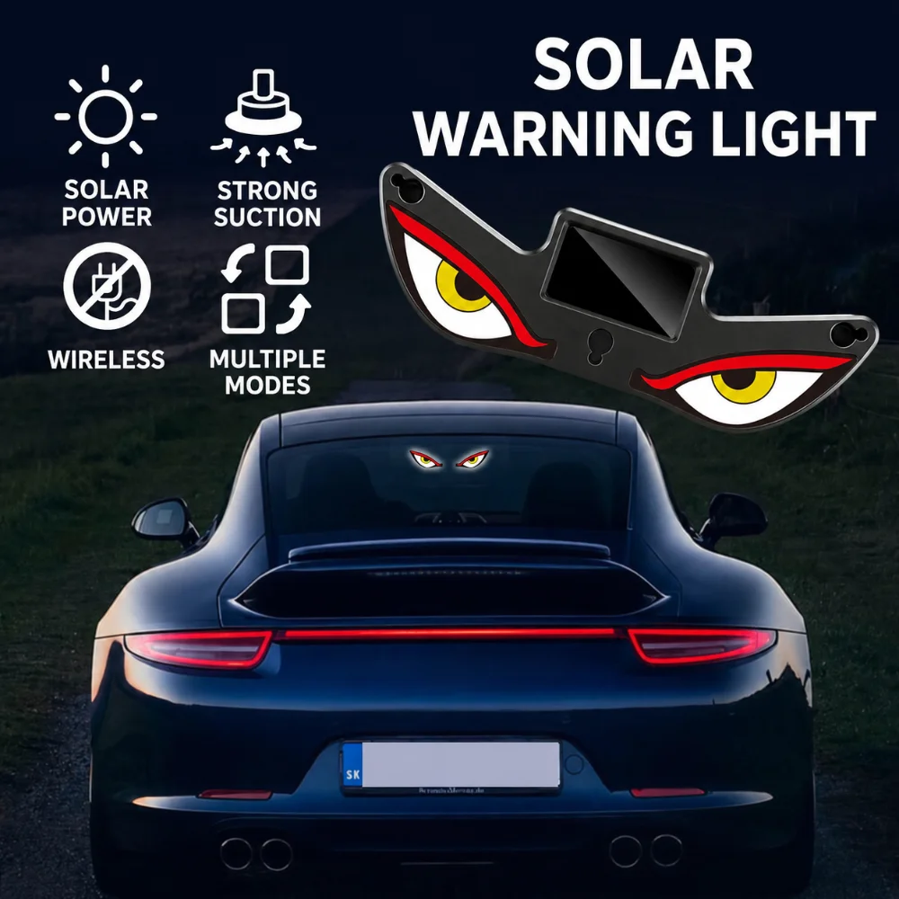 Car Solar Neon Warning Light Demon Eye LED Breathing Atmosphere Lamp with Suction Cup Light Sensor Type C