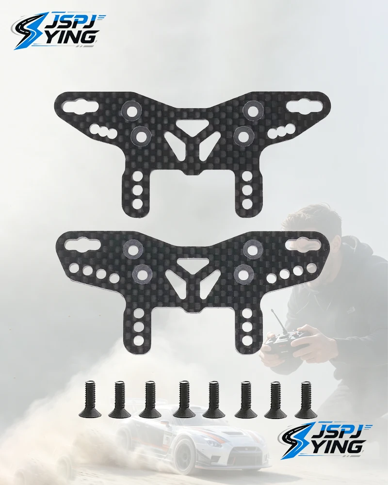 Lightweight Carbon Fiber Shock Tower Plates 2Pcs Reinforced Hop-Up Parts For Tamiya XM01 XM-01 Pro 58738 1/10 RC On-Road Car
