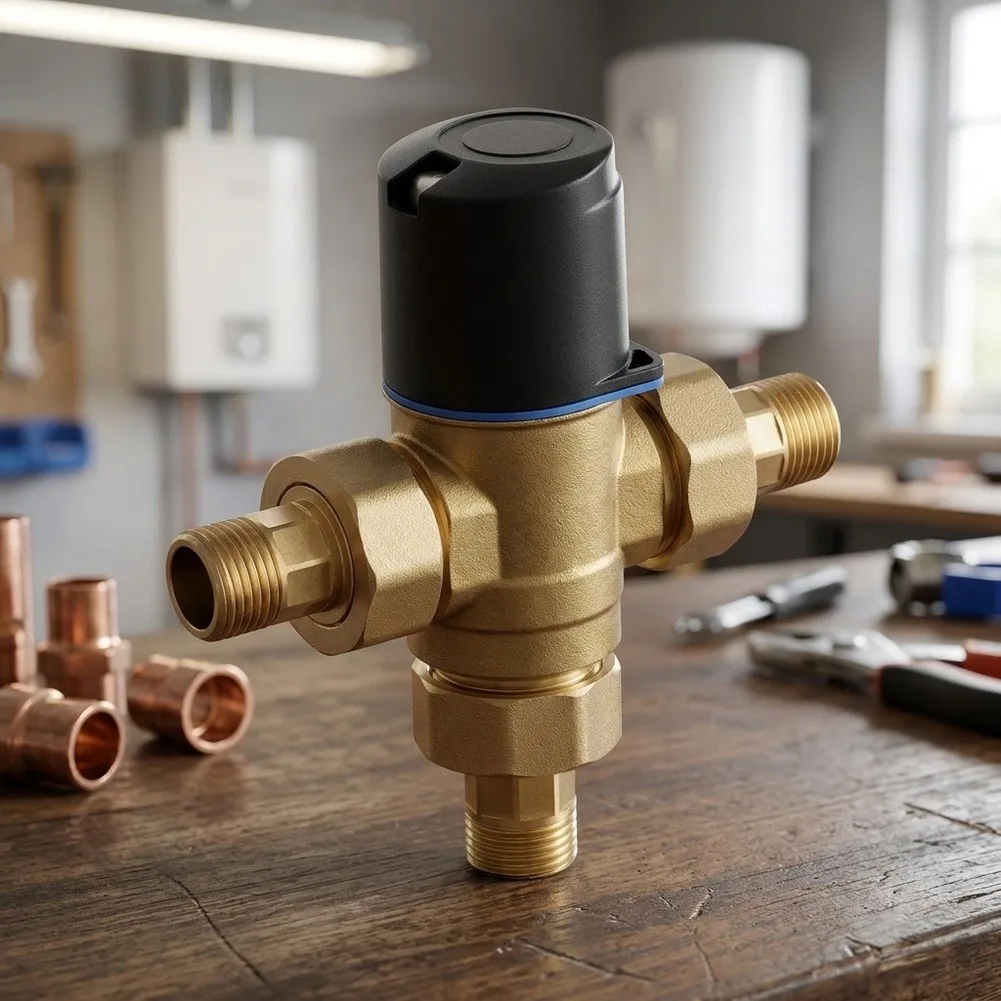Thermostatic Mixing Valve for Use with Gas Boilers Heat Pumps and Electric For Water Heaters in Closed Loop Heating Systems