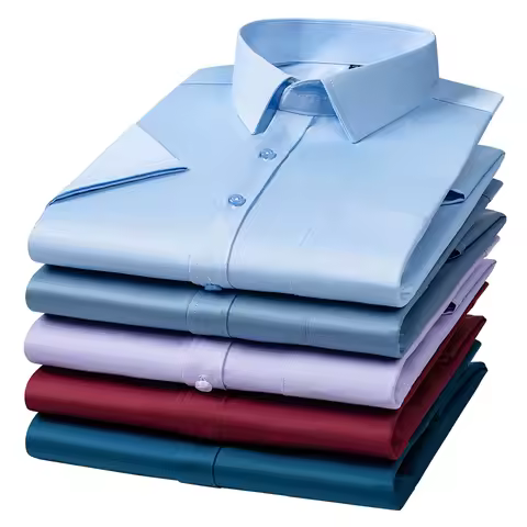 Anti-Wrinkle Men Shirts Short Sleeves Dress Shirts For Men Slim Fit Camisa Social Business Blouse Pocket White Shirt 6XL 7XL