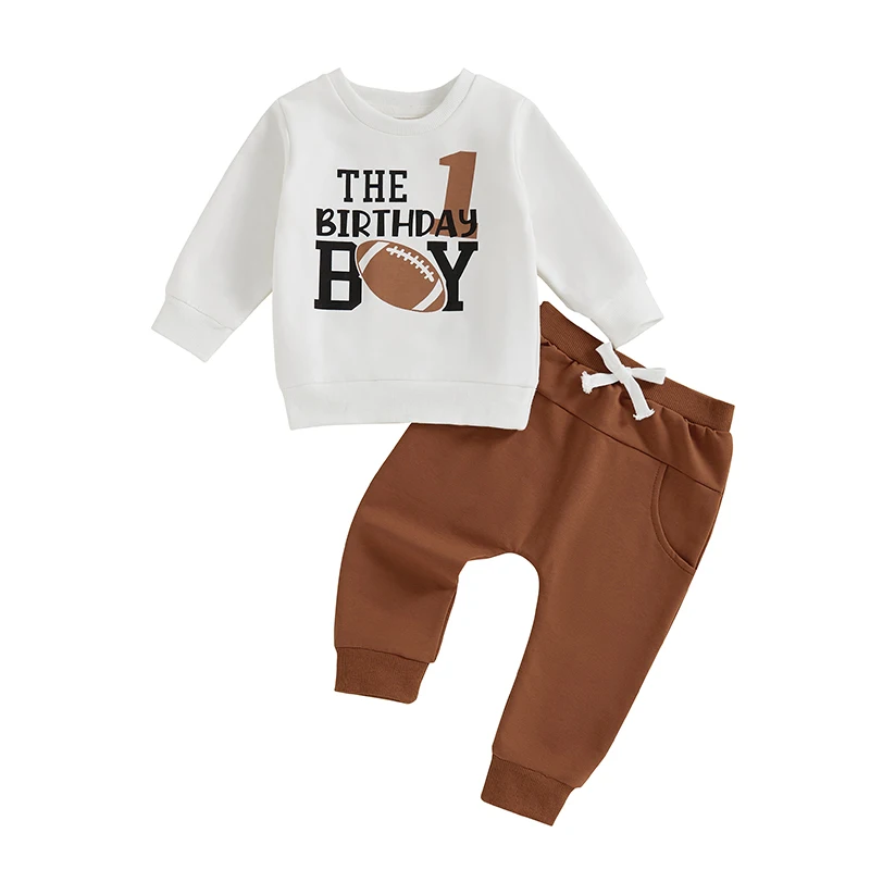 

Baby Boy Birthday Outfit One Two Three Four Five Letter Print Sweatshirt Tops Pants Set Fall Winter Clothes