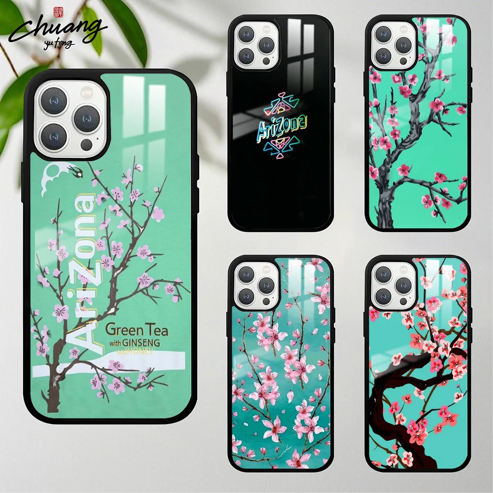 Vaporwave Arizona Iced Tea Aesthetic Phone Case For 11 12 13 14 15 16Pro Max mini Plus Frosted mirror Phone Cover