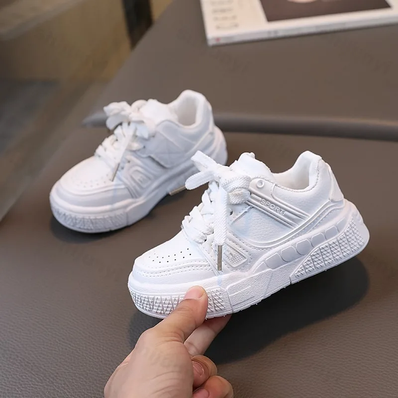 

Boys' White Sneakers 2025 Spring Autumn New Children's Soft Sole Non Slip Casual Shoes Lightweight Comfortable Girls Board Shoes
