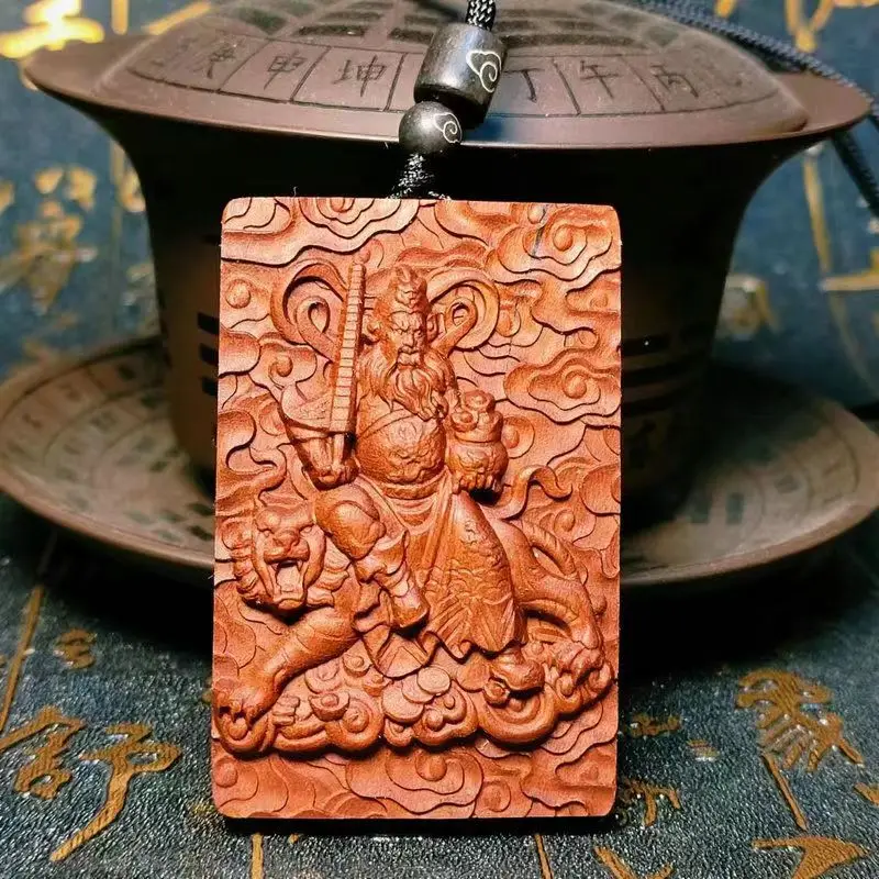 Thunderbolt Wood God of Wealth Pendant, Relief, Exquisite, Auspicious Brand,zhaocai