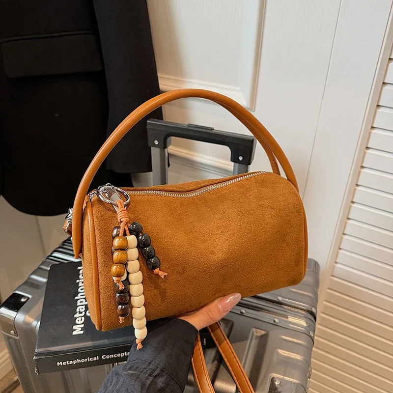 

Famous Brand Boston Bag 2025 New Autumn Crossbody Small Bag For Women casual Pillow Vintage Faux Suede Handbag Shoulder Bag