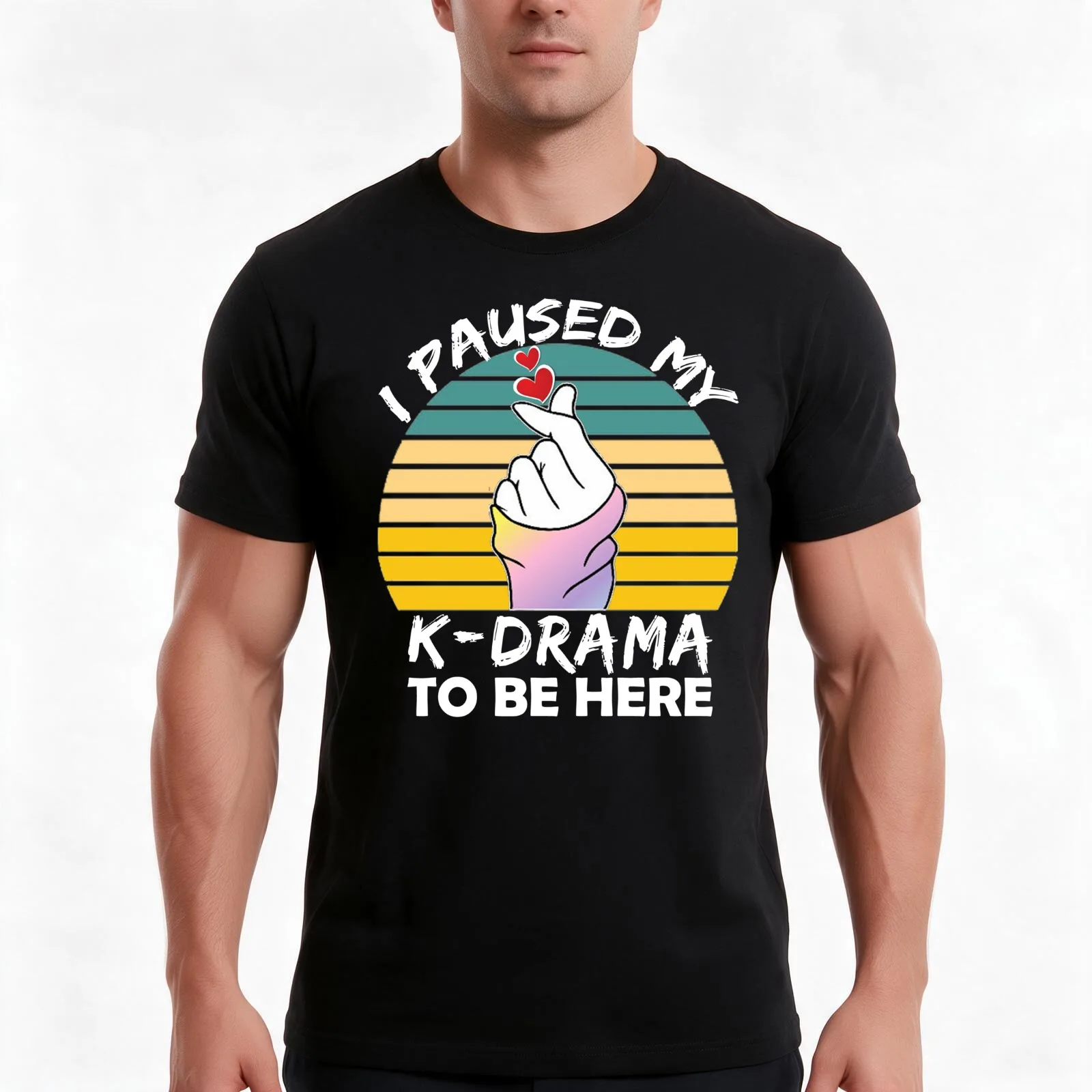 I Paused My K-Drama To Be Here T-Shirt Summer Casual Cotton Tee Oversized Streetwear Tops Vintage Graphic Print 100% Cotton