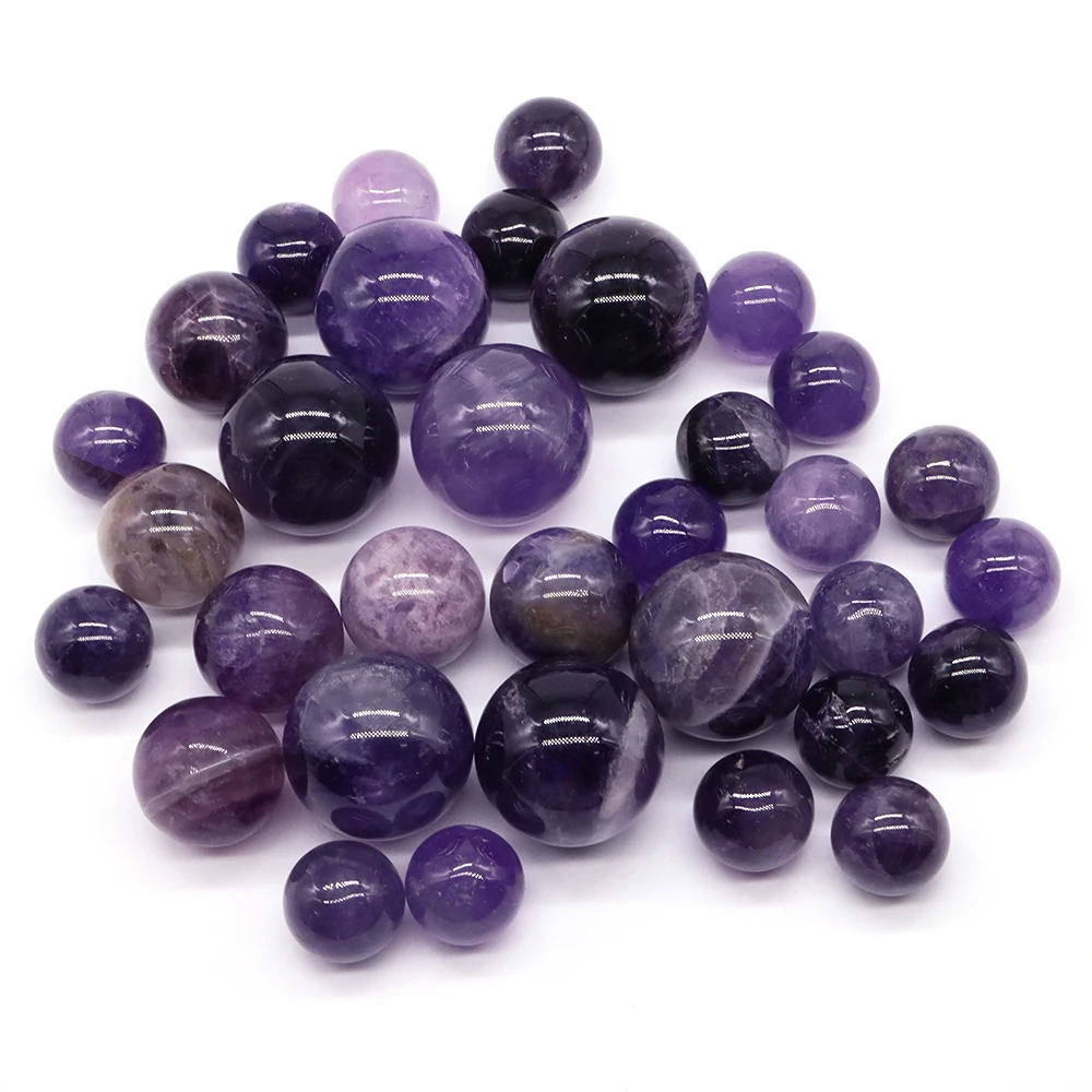 5 Größe natürlichen Amethyst Quarz Reiki Heil kristall runde Kugel Tasche Edelstein Yoga Kugel Globus Chakra Perlen Edelstein Großhandel Geschenk