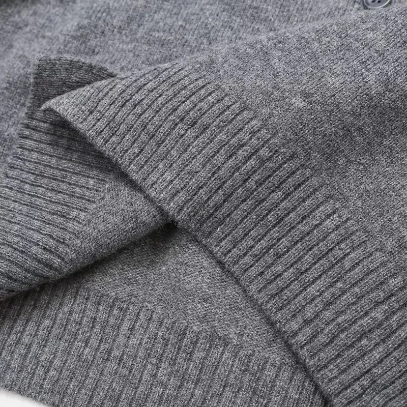 المرأة سترة مشغولة من الصوف سترة سترة 2025 الصدر طويلة الأكمام سترة مستديرة واحدة الرقبة سترة مشغولة من الصوف للزر #5