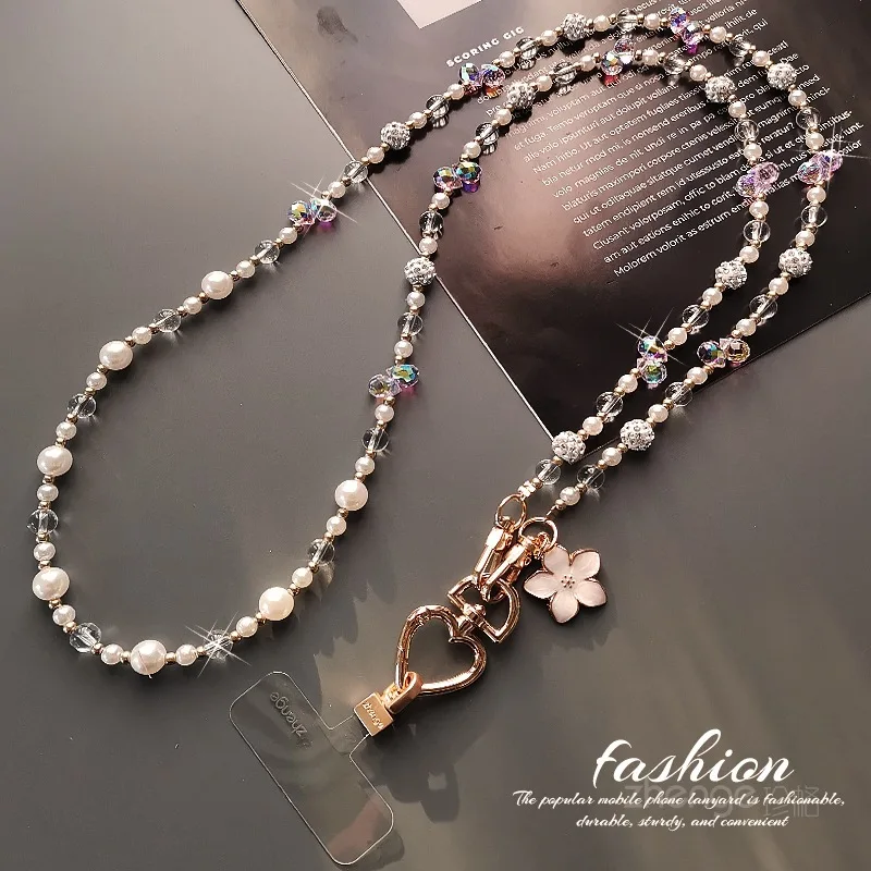

Модная цепочка для телефона с жемчугом и кристаллами через плечо, длинный стиль, женский свежий уличный туристический туризм