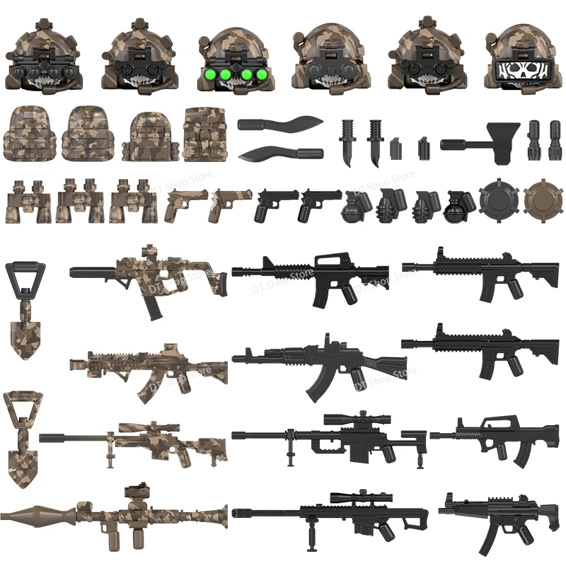 เกมใหม่การศึกษาตัวเลขการกระทําทหารอุปกรณ์เสริมอาวุธ Building Block ของเล่นสําหรับของขวัญเด็ก WM2598-WM2603