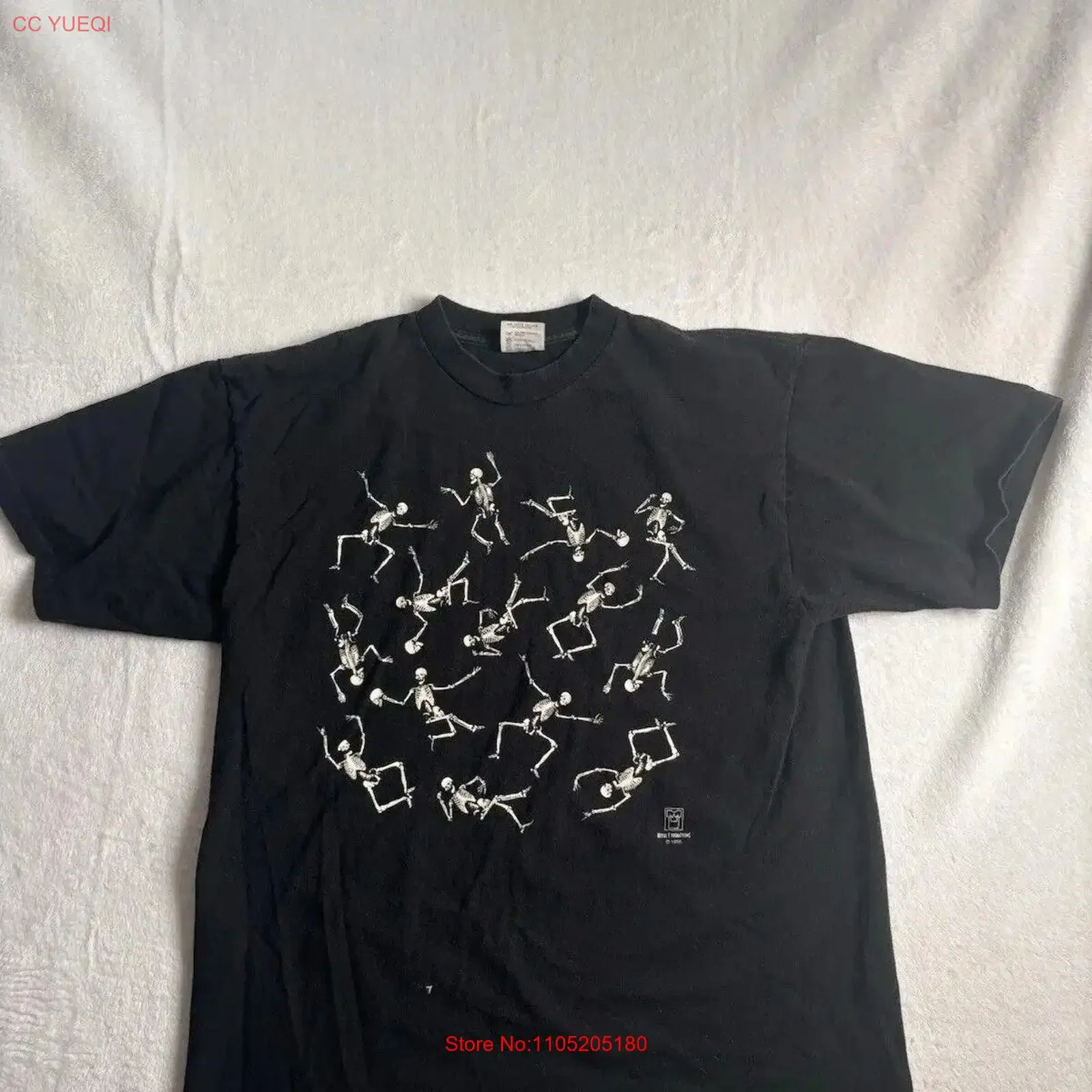 VTG 1995 Royal T Promotions Skeletons Bones Halloween Black Shirt Men's XL vintage Washed Stylish Top For Everyday Wear