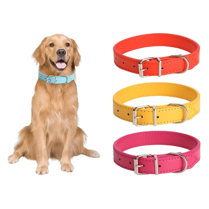 Cheap simple adjustable Multicolor PU dog collar pet collar