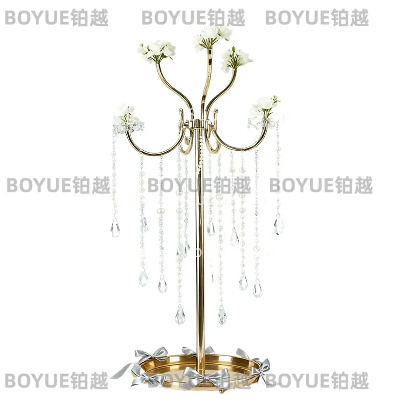 12Heads Wedding Party Store Store Candelabras With acrylic Pendants Marriage Candlestick Wedding Centerpieces Home Party