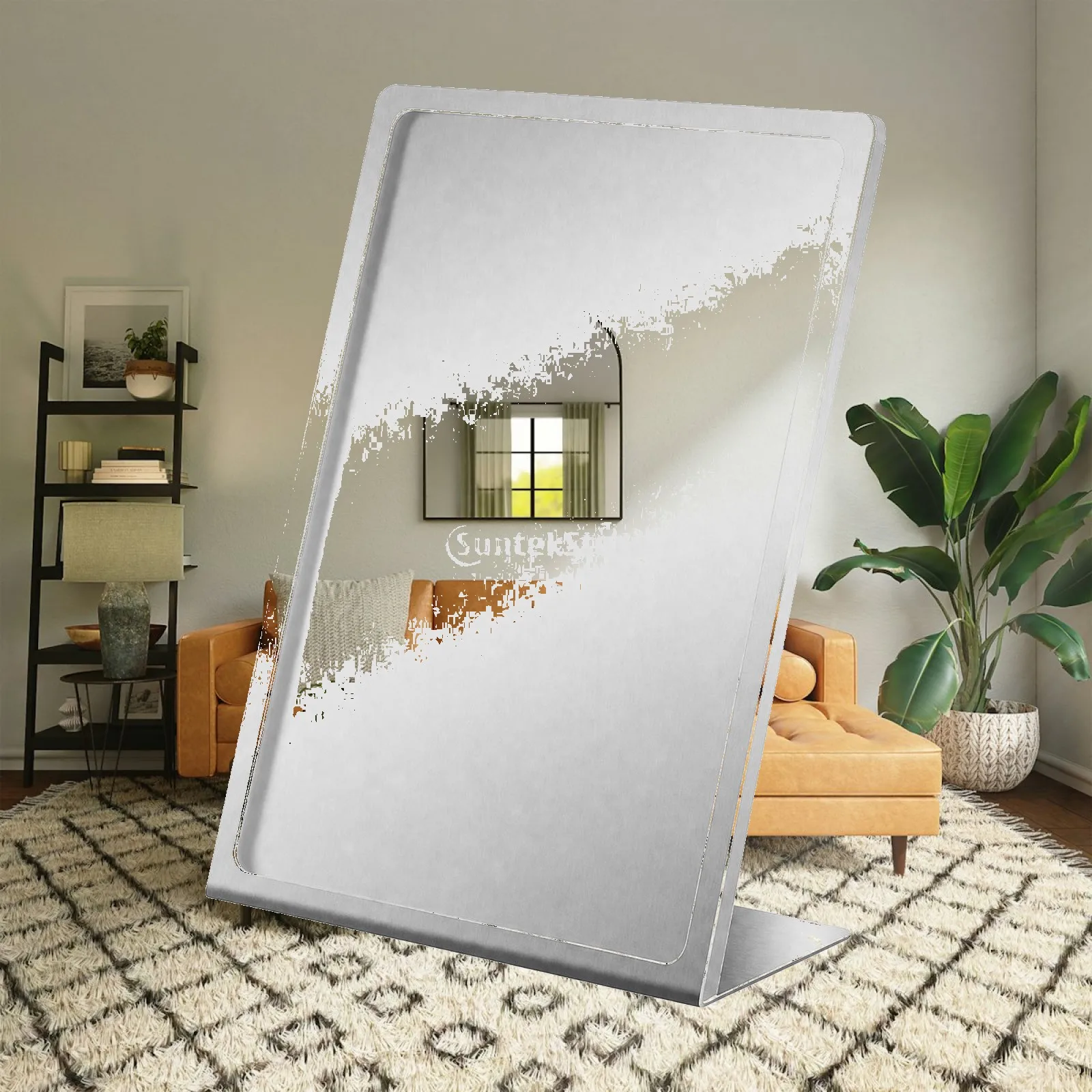 Tabletop Menu Sign Holder Stainless Steel Frame with Clear Panel for Cafe Shop Advertisement Display