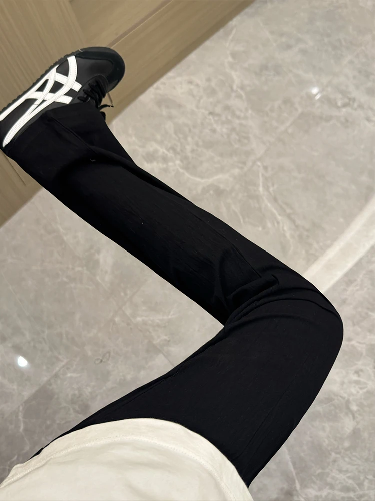 

Cleanfit Bla Ice Silk Flared Casual Pants Men Summer American Retro Loose Straight Leg Wide Leg Long Trousers