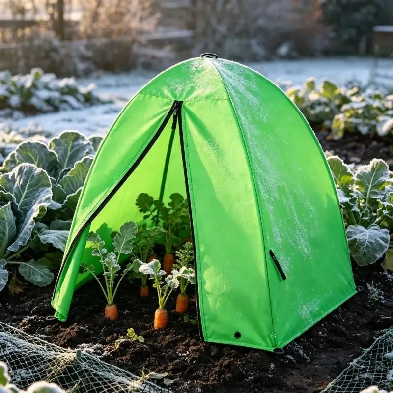 Gemüseabdeckungen aus Vliesstoff, Set aus 2 genähten Gartenabdeckungen mit Reißverschlussöffnungen für kalte Luft, Wind, Staub – Detail 4