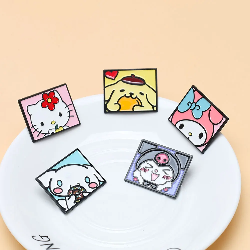 

5 шт., эмалированная булавка с рисунком Kawaii Kitty Animals, женские броши для девочек, булавки для лацканов для рюкзака, металлические значки, ювелирные аксессуары