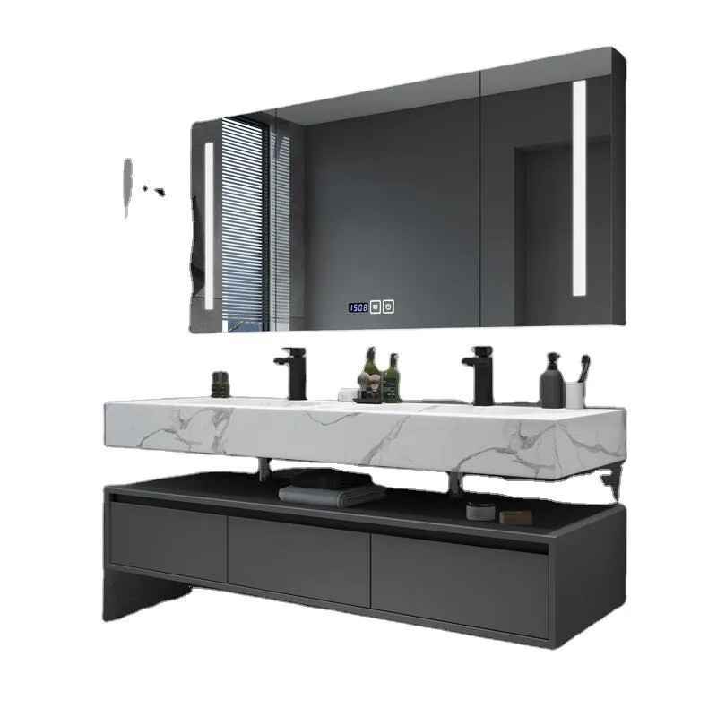 Bathroom Cabinet Combination Integrated Basin Bathroom Smart Modern Simple Style Oak Bathroom Wash Table