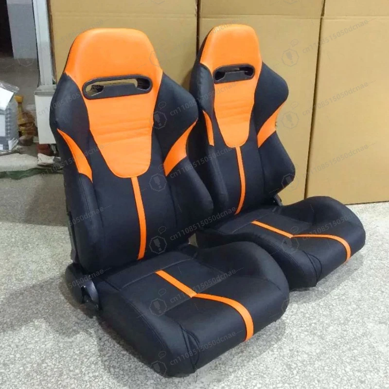 Modified Car Seat Single Slide Rail Sport Type Orange Black PVC Racing Seat Automotive Safety Seat