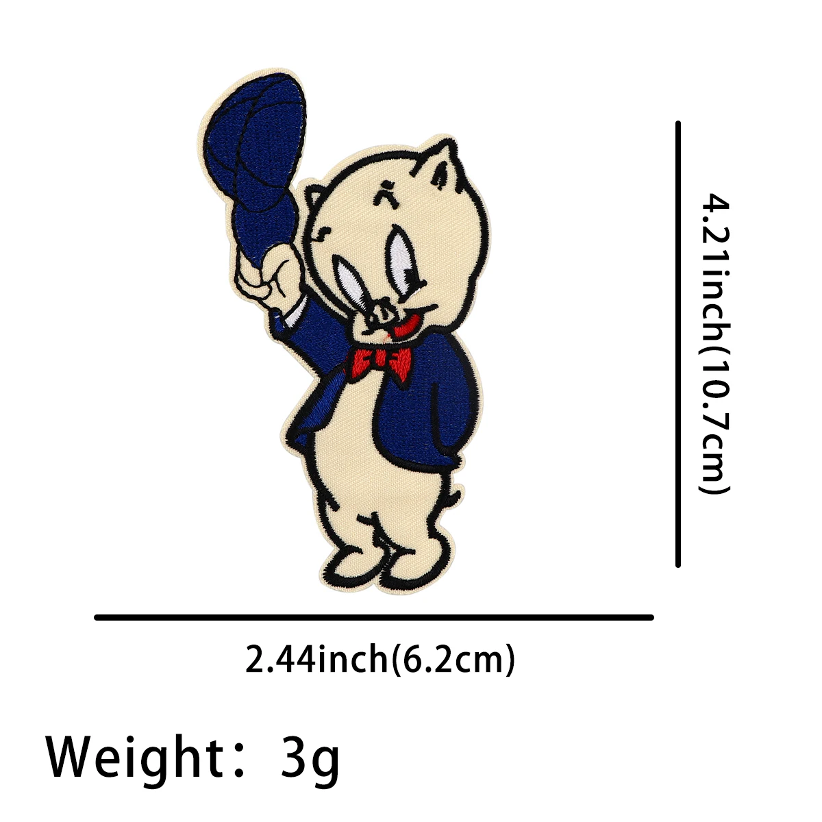 Retro Funny Cartoon Pig Rabbit Patches For Clothes Men Embroidery Applique Fusible Patch DIY Ironing Stickers Badge Accessories