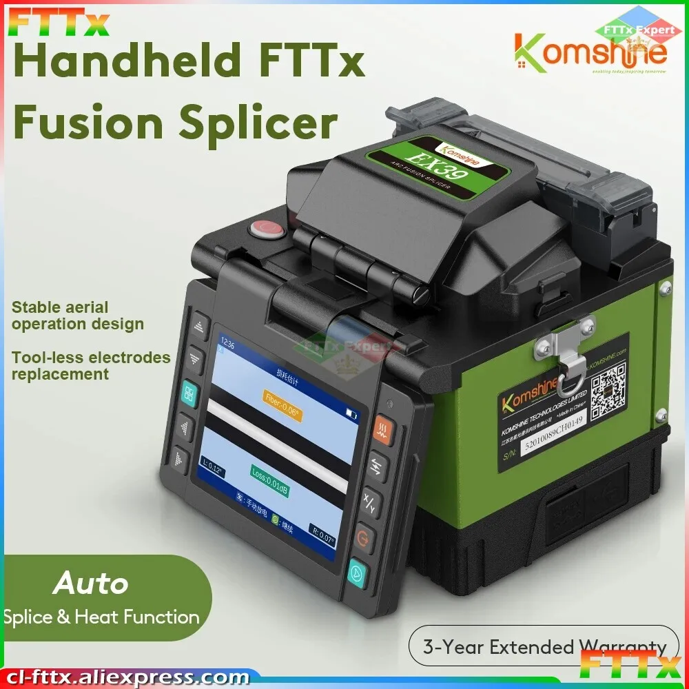 

Komshine EX39 MIni Optic Fusion Splicer FTTX With Precision Cleaver High Precision fiber optic Welding Machine