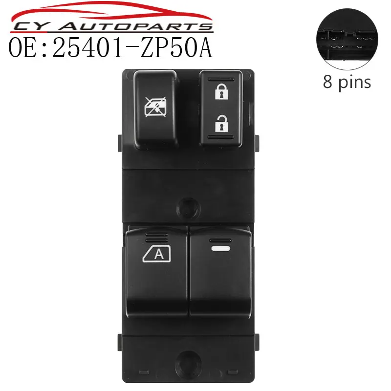 New Driver Side Master Power Window Control Switch For 2006-2020 Nissan Frontier EXT CAB 25401-ZP50A 25401ZP50A