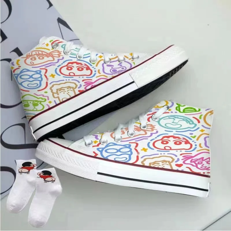 really pictures Crayon Shin-chan plus big size Versatile And Trendy Design Casual Shoes 2024 New women Canvas man board shoes