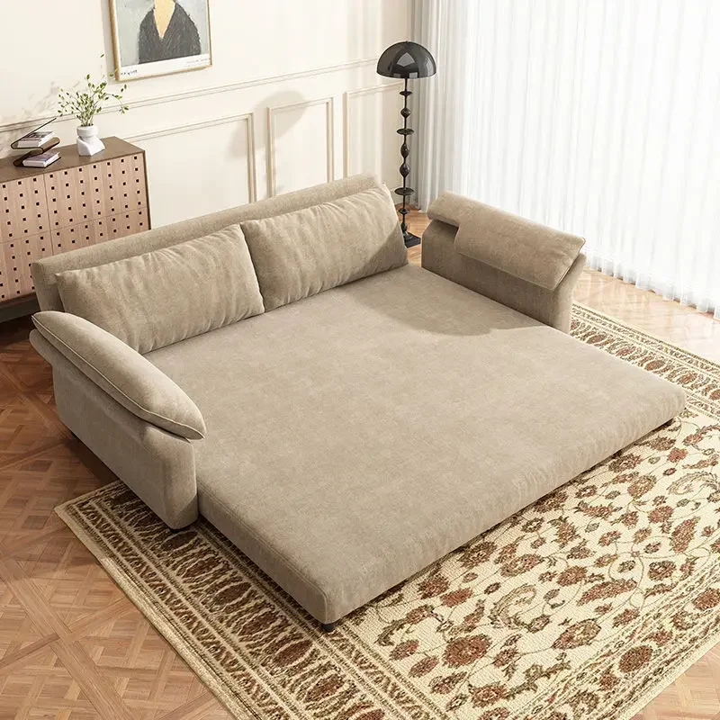 2023 New Cat Scratchy Cloth Middle Ancient Style Sofa Bed Folding Dual purpose Living Room Small Unit Study Apartment