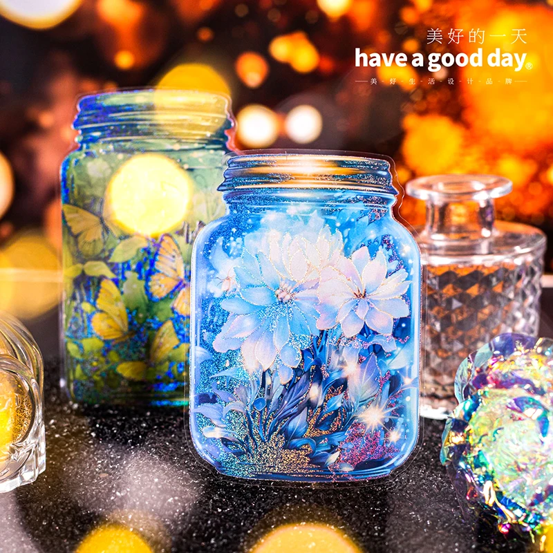 

5pcs/bag Scenery in the Bottle Vintage PET Sticker Decor DIY Scrapbooking Material Art Collage Stationery Aesthetics Stickergift