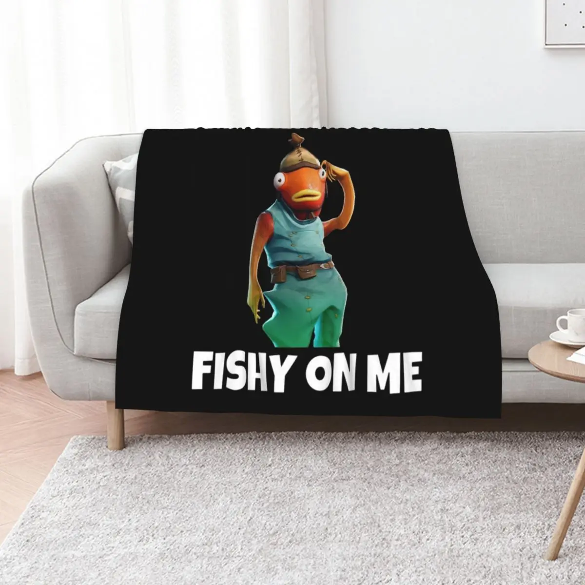 Fishy on me Throw Blanket Flannel Fabric Cute Plaid Sofa Comforter Luxury St Tourist Blankets