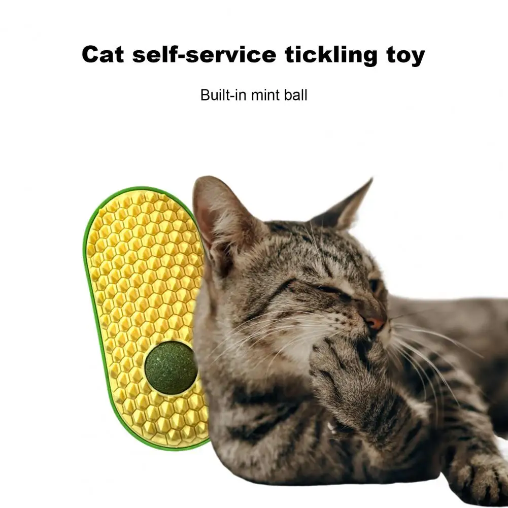 Pea Catnip Ball Hair Scrubber Cat Self Groomer Brush with Catnip Ball for Indoor Cats Wall Corner Scratcher Soothing for Long