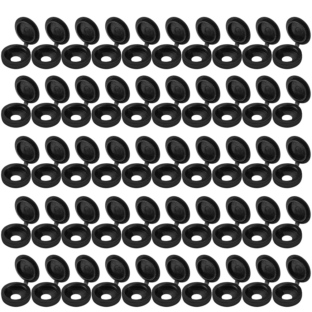 50pcs 4mm Screw Cover Cap Black Plastic Protective Cap Screw Cap Cover Nail Nuts Bolts Decorative Cover Screw Folding Covers