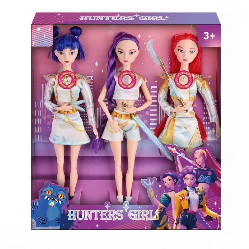 1-3 Pièces KPOP Demon Hunter Girl Group Accessoires d'armes Thème musical Lumineux Chanson Poupée de 11,5 pouces Figurine Jouet Cadeau pour Enfants Anime