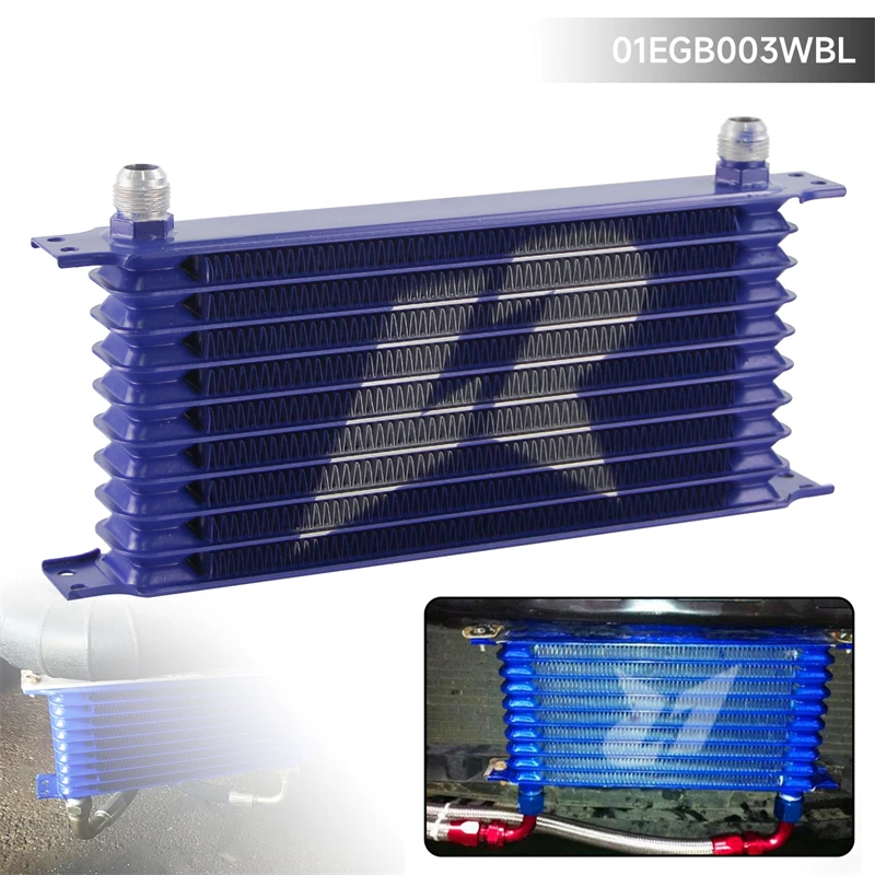 LINESRACING Universal AN10 10 ROW AN-10AN OIL COOLER  Trust Type Black/Blue