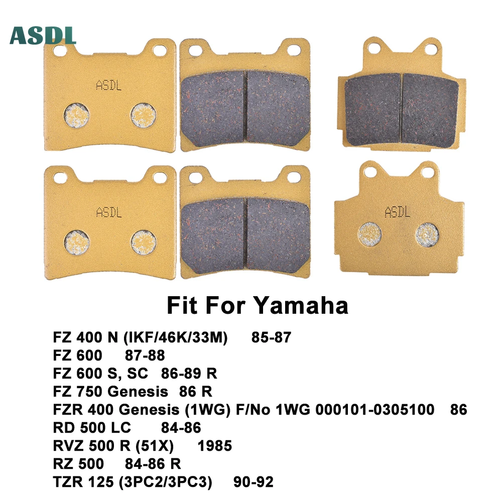 

Motorcycle Front and Rear Brake Pads Set for YAMAHA FZ400N FZ600 83-89 FZ750 Genesis FZR400 RD500LC RVZ500R RZ500 TZR125 FZR 400