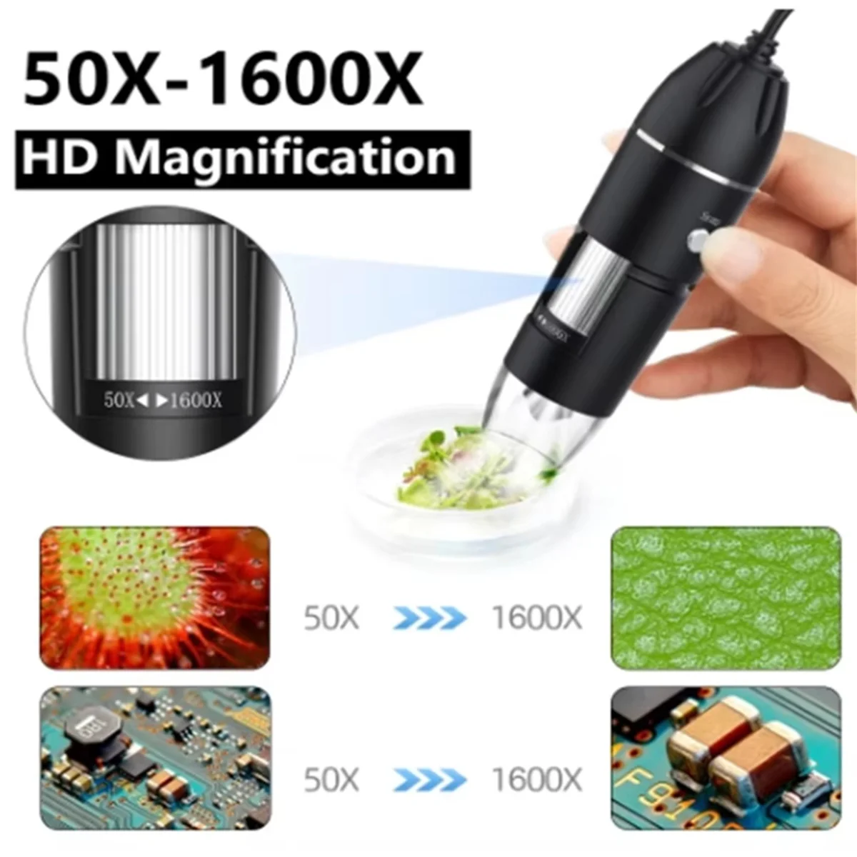 1600X 3in 1 Digital Microscope Camera Portable Electronic Scanner For Soldering LED Magnifier Type-C USB Charge Magnifier image 3