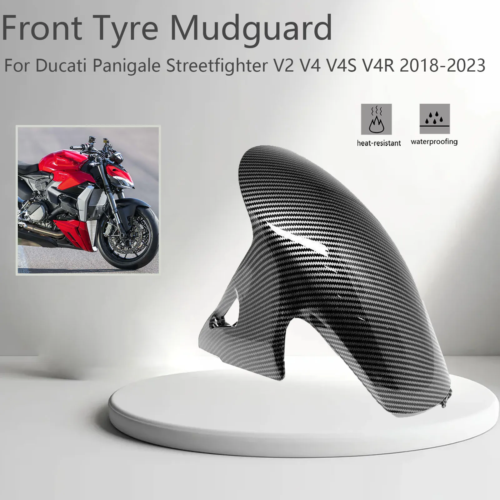 

For Ducati Panigale Streetfighter V2 V4 V4S V4R 2018-2023 Motorcycle ABS Carbon Front Fender Wheel Mudguard Mud Flap Fairing