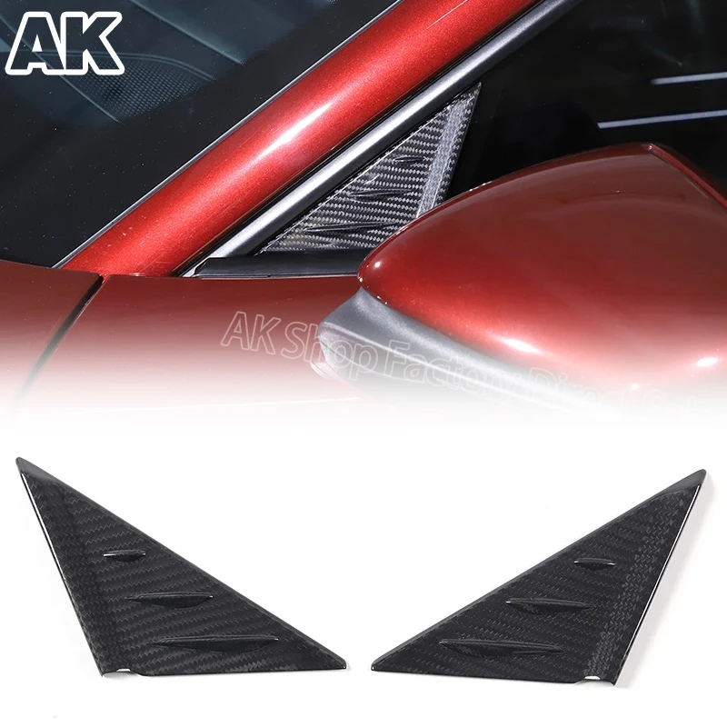 For Porsche Taycan 2019-2022 Car Accessories Exterior Modification Real Carbon Fiber A Pillar Window Triangle Decorative Patch