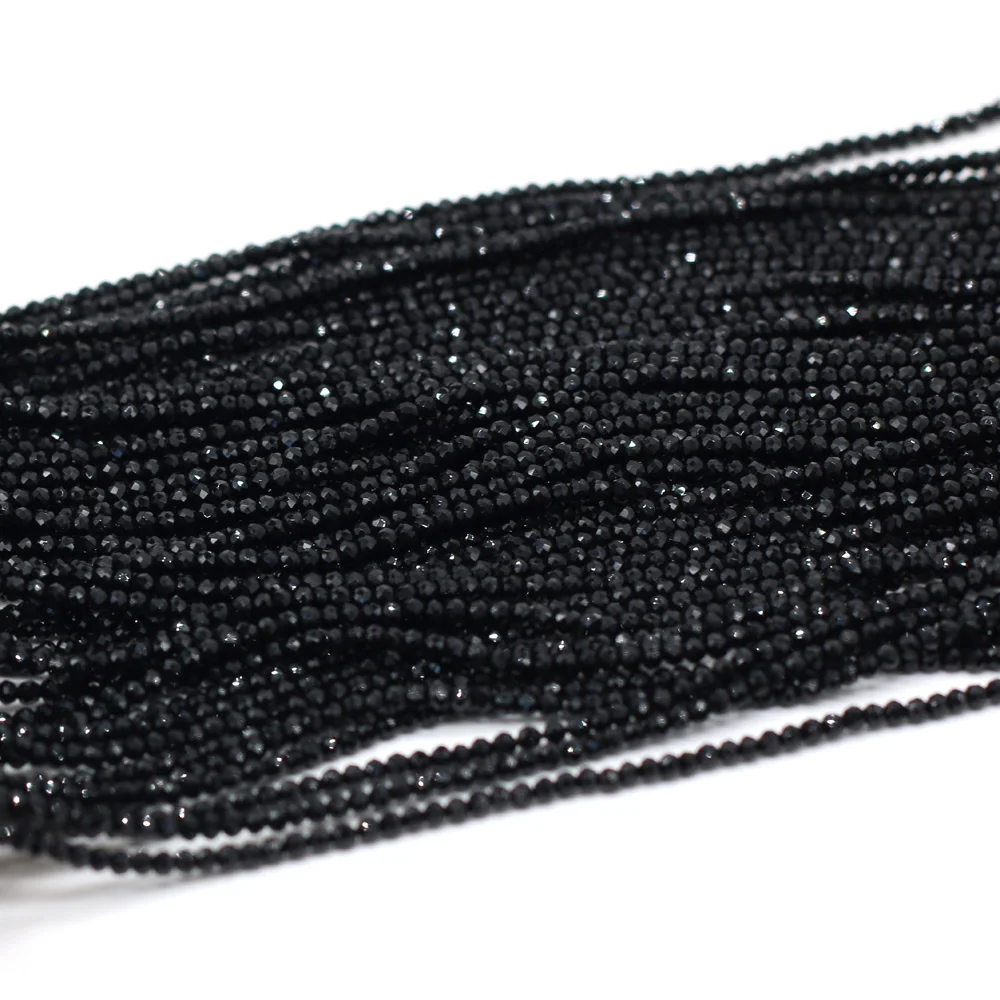 5 Piece 2mm Black Natural Stone Semi-precious Spinel Loose Beads Gift for Jewelry Making DIY Women Bracelet Necklace Accessories