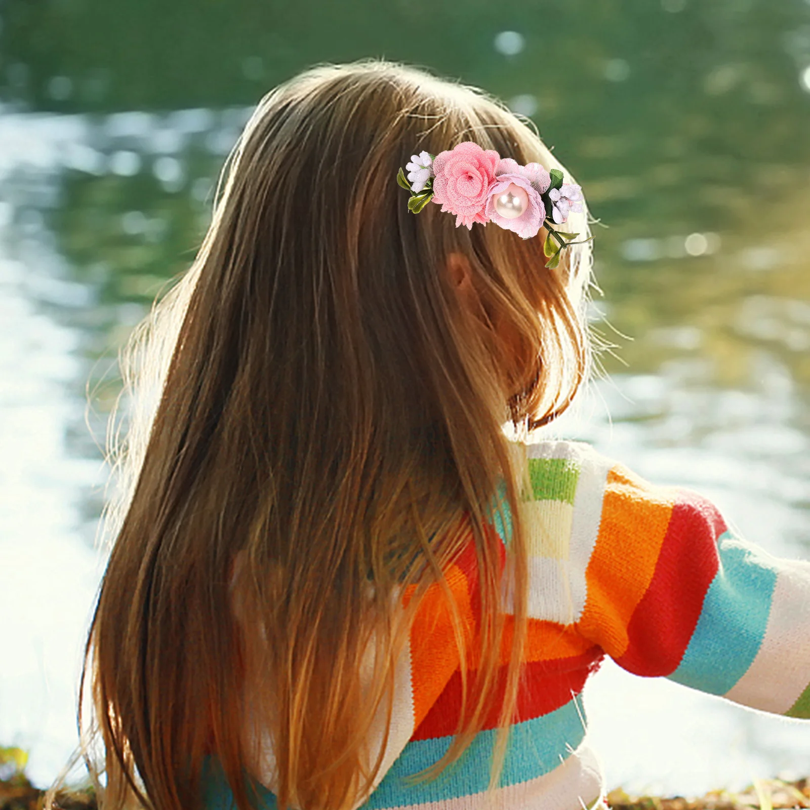 

3pcs Simulation Flower Hair Clips For Girls Artificial Floral Hairpins Flower Girl Headdress Wedding Bridesmaid Kids Party